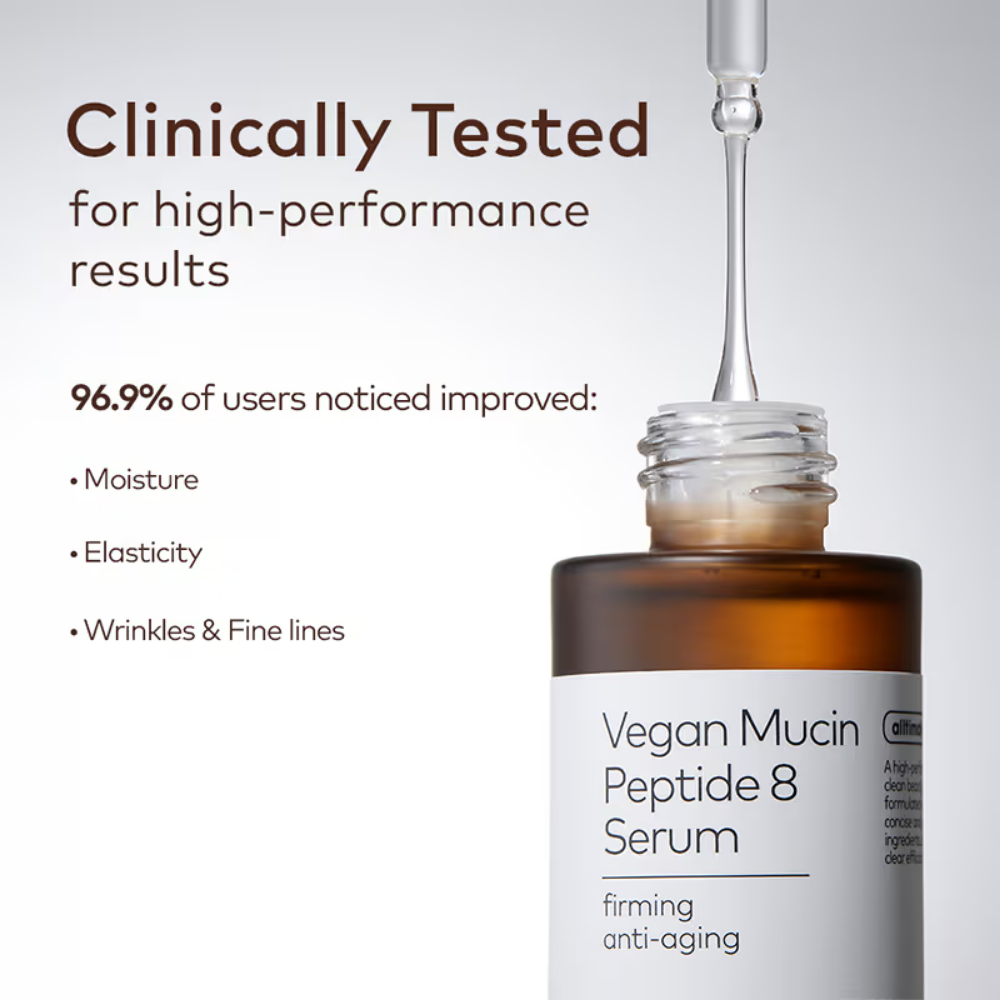 The Face Shop Alltimate Vegan Mucin Peptide 8 Serum - No Snails, Korean, Anti Aging, Hydrating