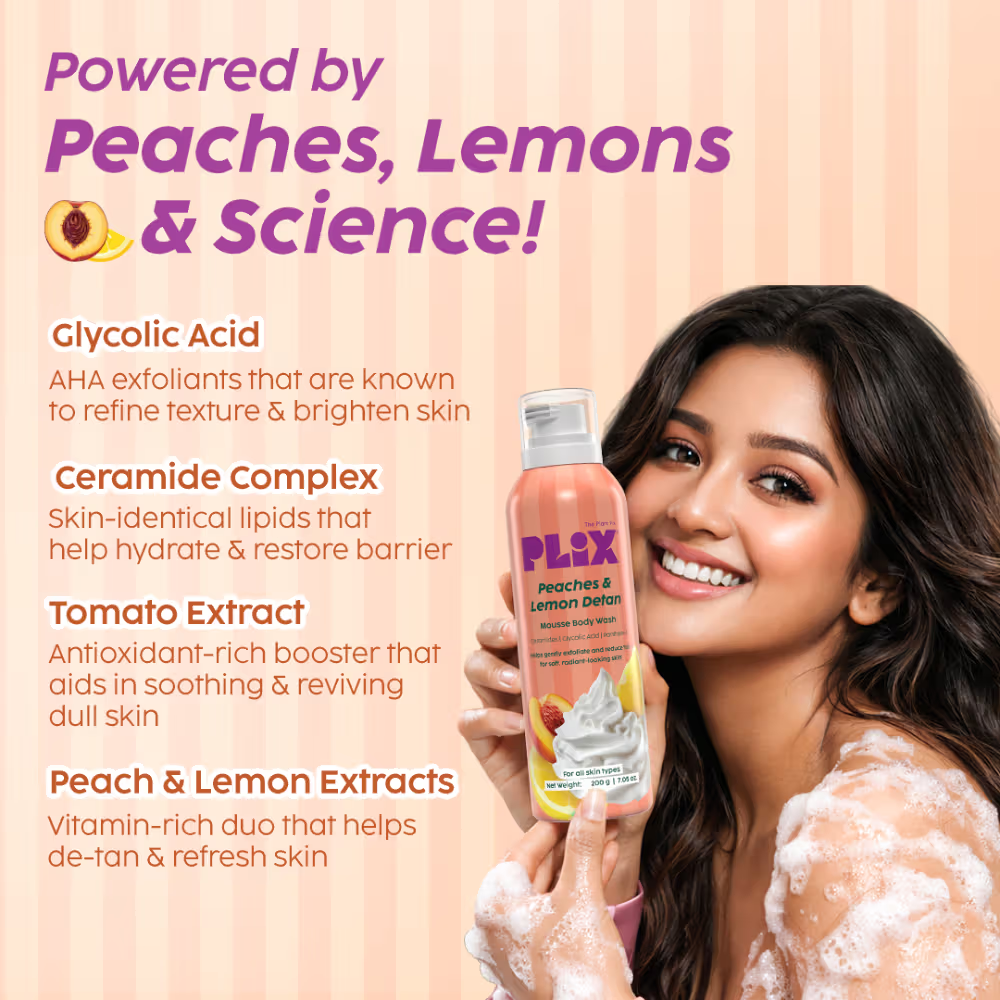 Plix Peaches & Lemon De-Tan Mousse Body Wash