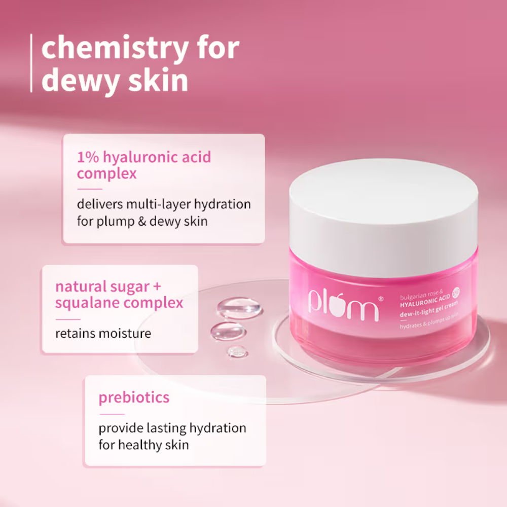 Plum Bulgarian Rose And 1% Hyaluronic Acid Dew-It-Light Gel Cream