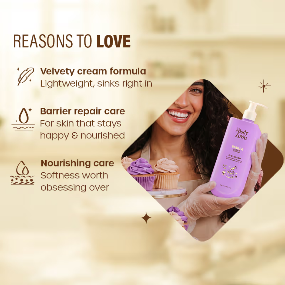Plum BodyLovin Vanilla Vibes Body Lotion Nourishing & Barrier-Repairing Velvety Cream Formula