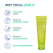 Bioderma Sebium Gel Moussant Actif Cleanser with Salicylic & Glycolic Acid for Acne Prone, Oily Skin