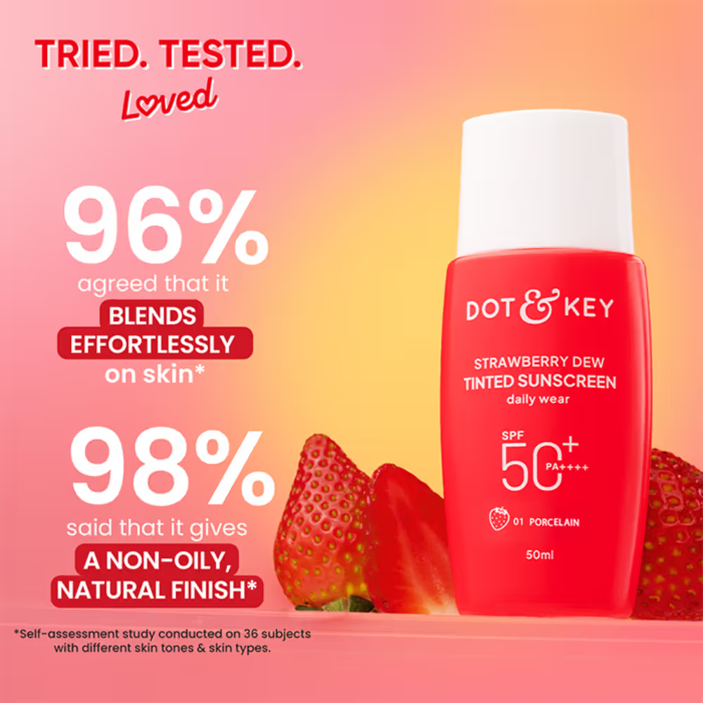 Dot & Key Strawberry Dew Tinted Sunscreen In-Vivo Tested SPF 50+ PA++++ for Daily Wear