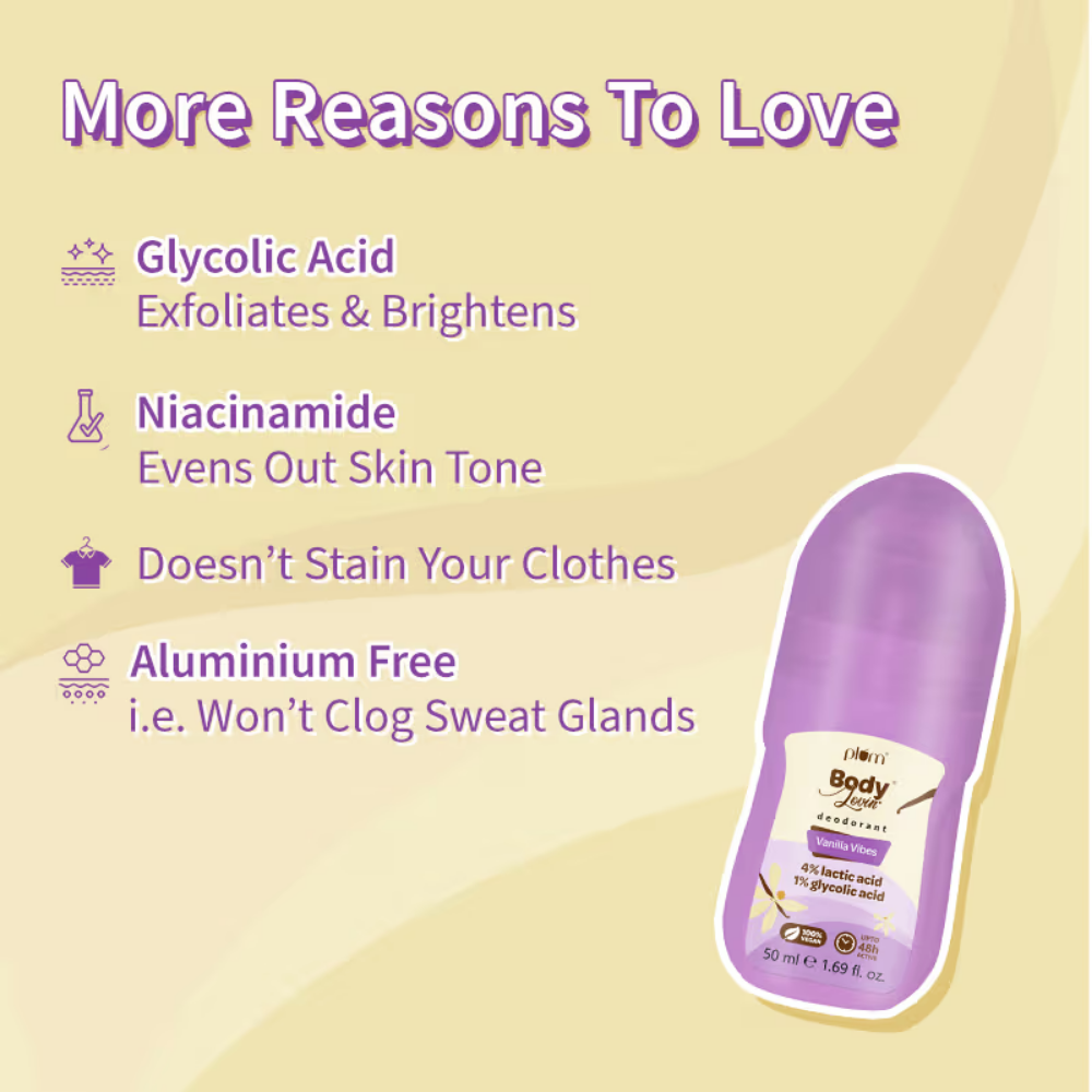 Plum BodyLovin Vanilla Vibes Deodorant Roll-On Controls Underarm Odor