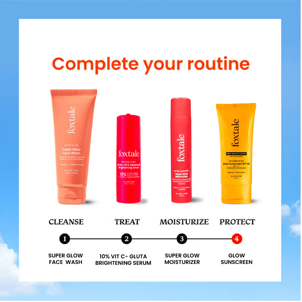 Foxtale SPF 50 Glow Sunscreen with Vitamin C & Niacinamide for Dewy Glow, In-Vivo Tested PA++++