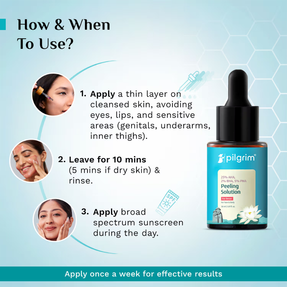 Pilgrim 25% AHA 2% BHA 5% PHA Face Peeling Solution for Acne Scars