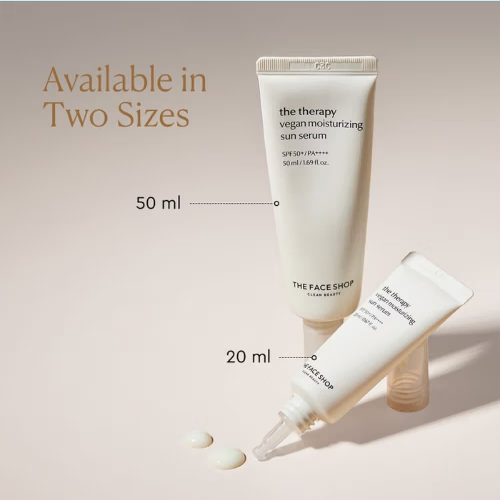 The Face Shop Vegan Korean Mini Sunscreen Serum SPF 50+ PA++++ with Niacinamide & No White Cast