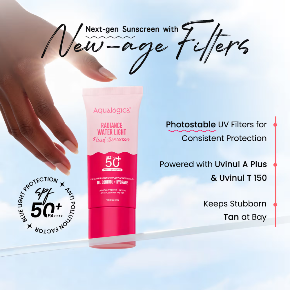 Aqualogica Radiance+ Water Light Fluid Sunscreen SPF 50+ PA++++