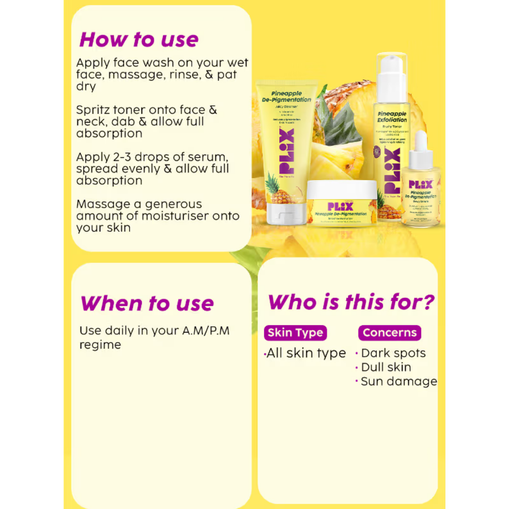 Pineapple Depigmentation Regime With Face Wash, Toner, Serum & Moisturizer