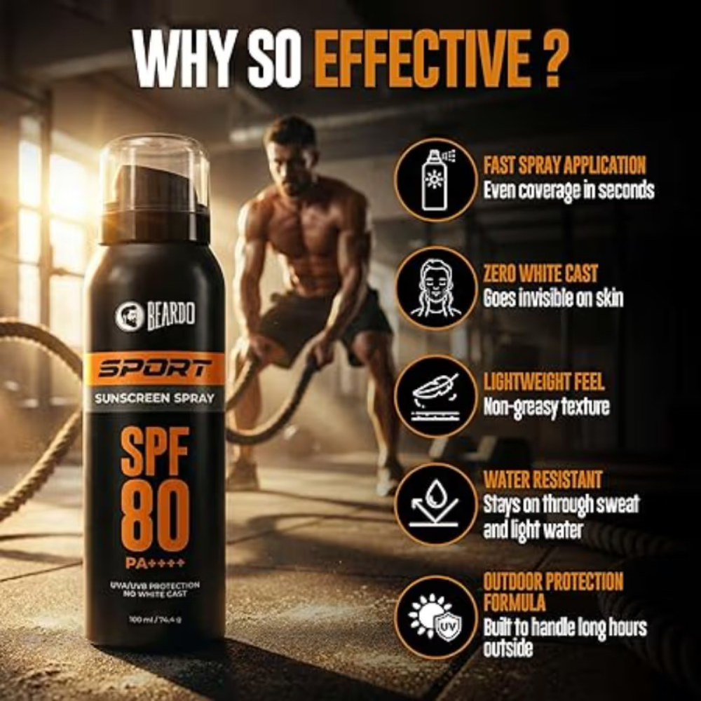 Beardo Sport Sunscreen Spray SPF 80 PA++++