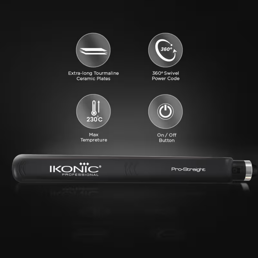 Ikonic Professional Pro Hair Straightener - Black