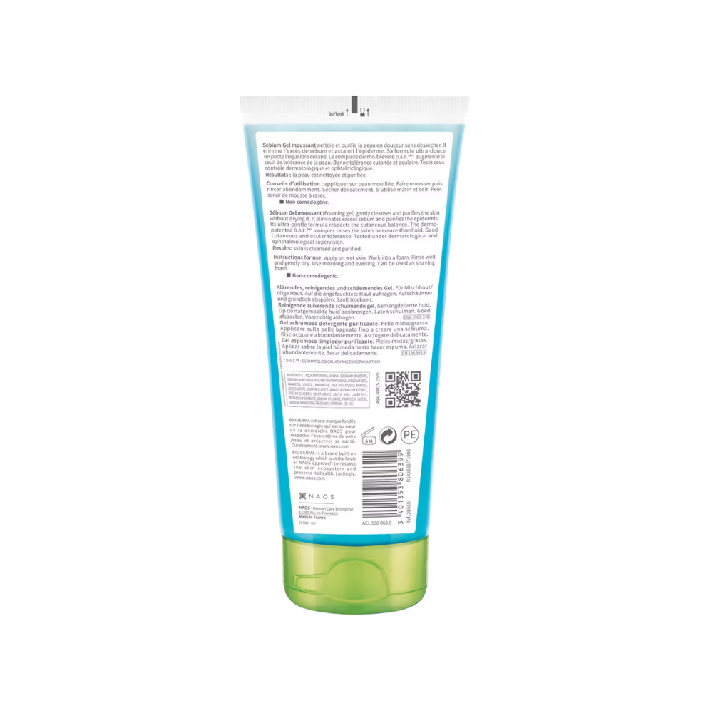 Bioderma Cleanser - Sebium Gel Moussant - Acne Defence Cleanser For Oily Acne Prone Skin
