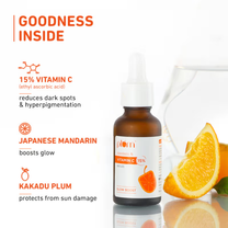 Plum Mandarin & 15% Vitamin C Glow Face Serum Dermat Tested To Fight Dark Spots & Dull Skin
