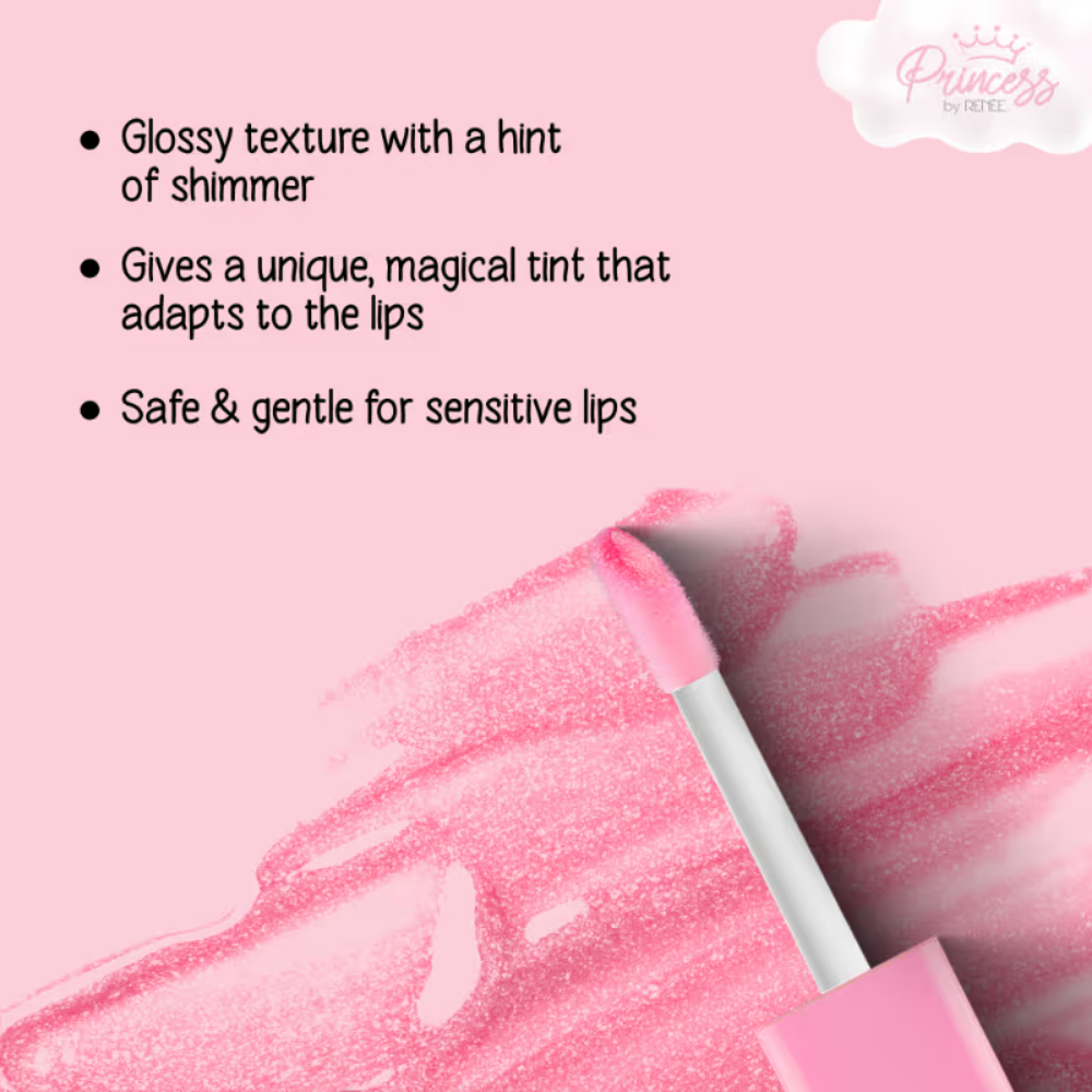Princess By RENEE Sugar Sparkles Color Changing Lip Gloss, PH-Activated, Lightweight & Non-Drying