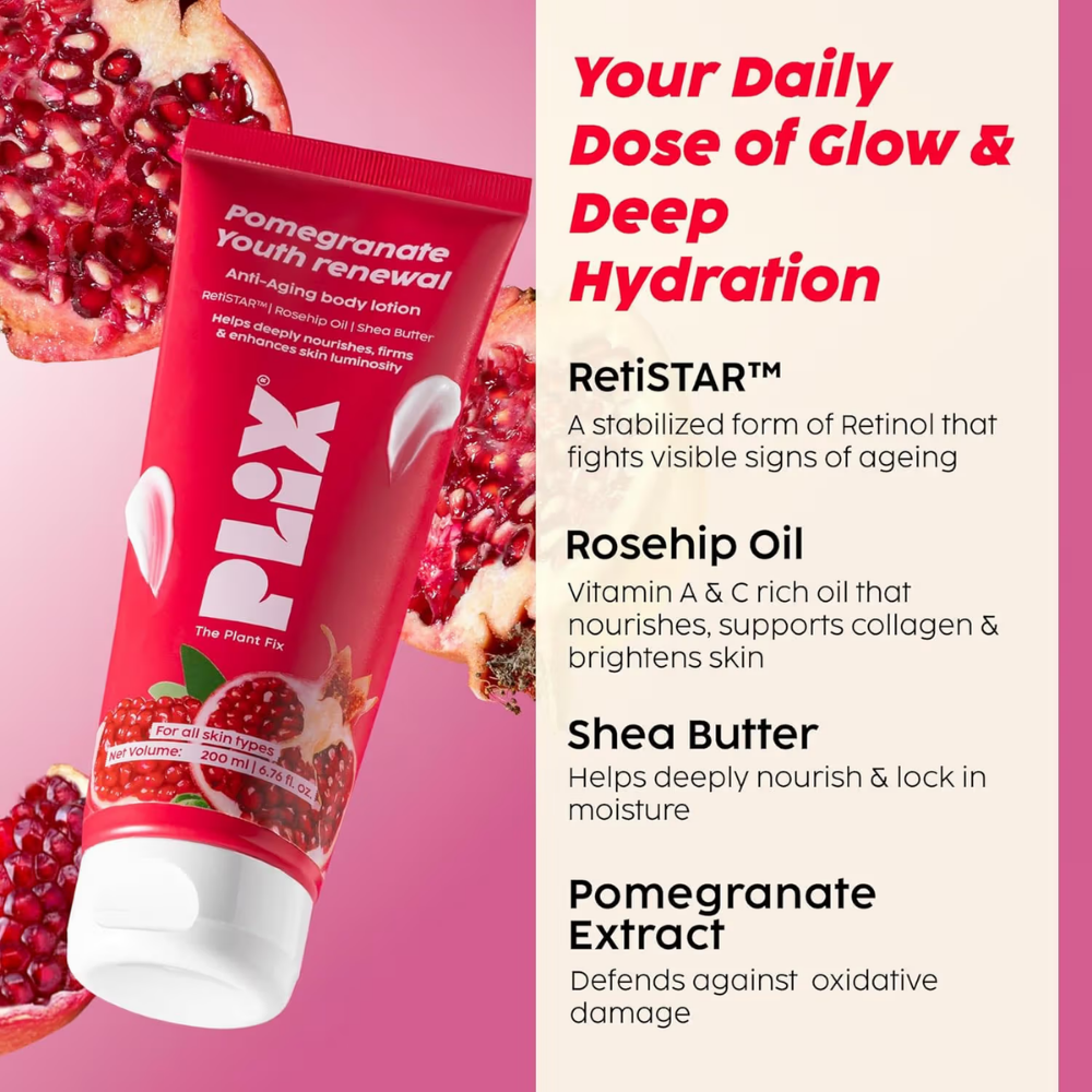 Plix The Plant Fix Pomegranate Youth Renewal Anti-Aging Body Lotion