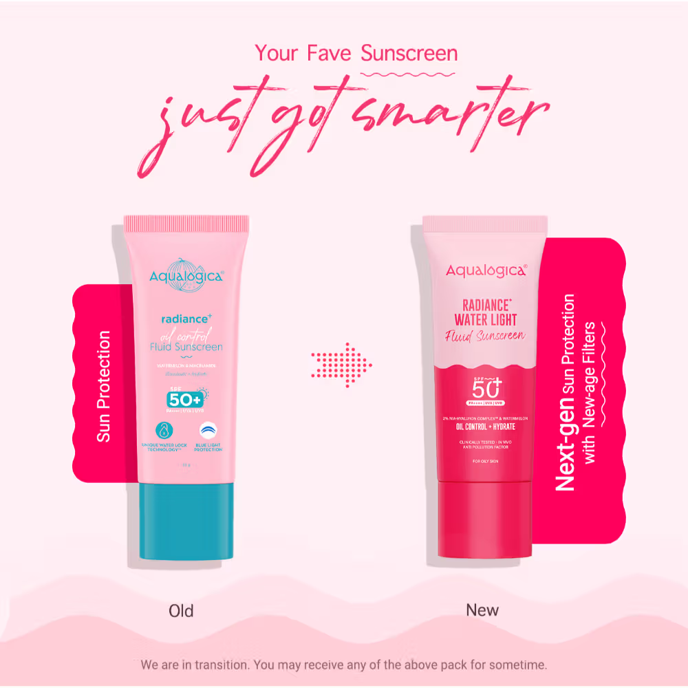 Aqualogica Radiance Fluid Sunscreen SPF50+ PA++++ with Niacinamide & Watermelon For Oily Skin