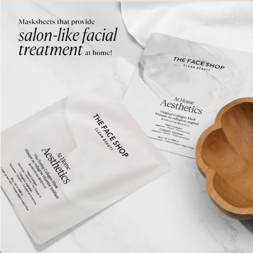 The Face Shop Korean Hydro Gel Sheet Mask - Vegan Collagen, Peptide & Hyaluronic Acid for Anti Aging