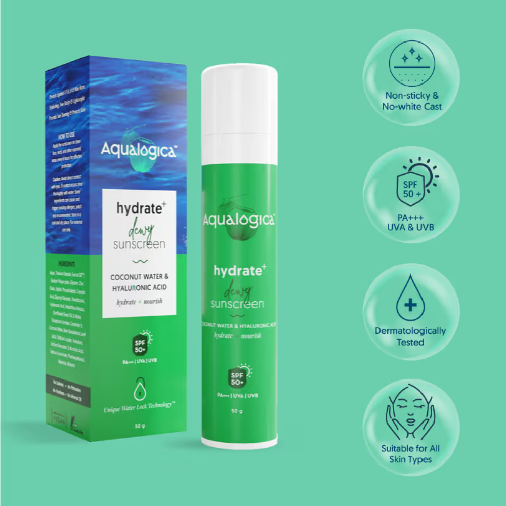 Aqualogica Hydrate+ Dewy Sunscreen with Coconut Water & Hyaluronic Acid