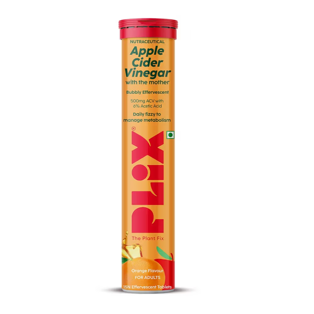 Plix Apple Cider Vinegar Effervescent Tablet with Vitamin B6 & B12 - Orange