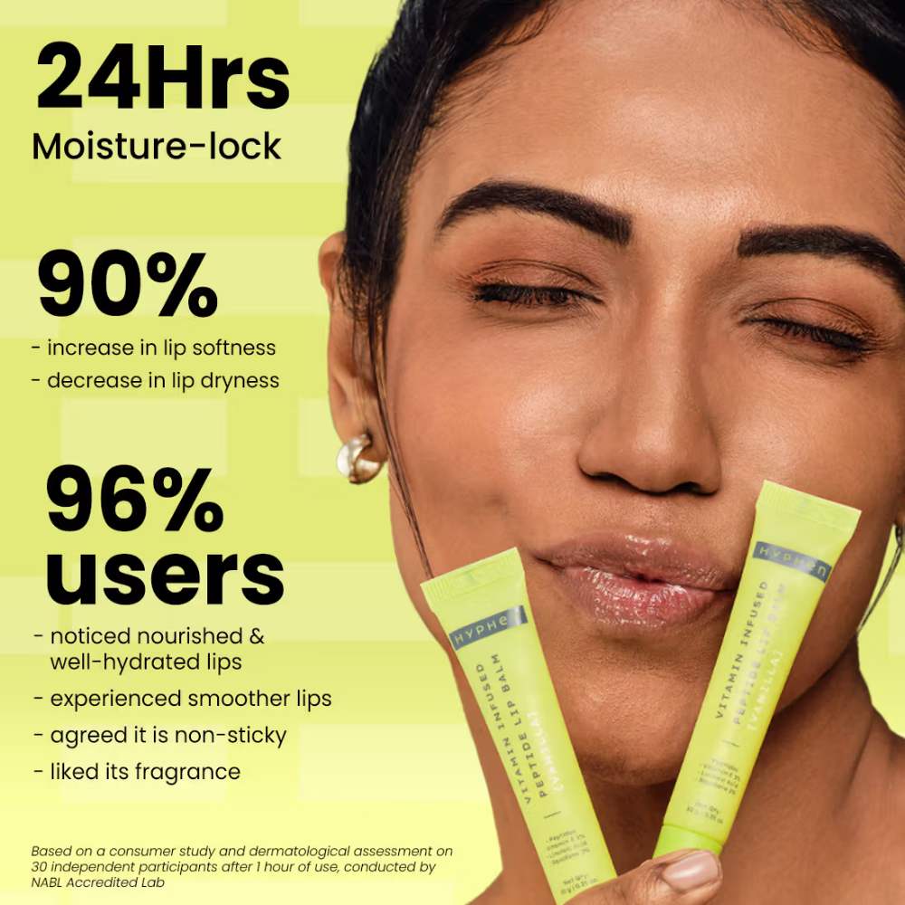 Hyphen Vitamin Infused Peptide Lip Balm - Vanilla For Dry & Chapped Lips, Hydrates & Moisturizes