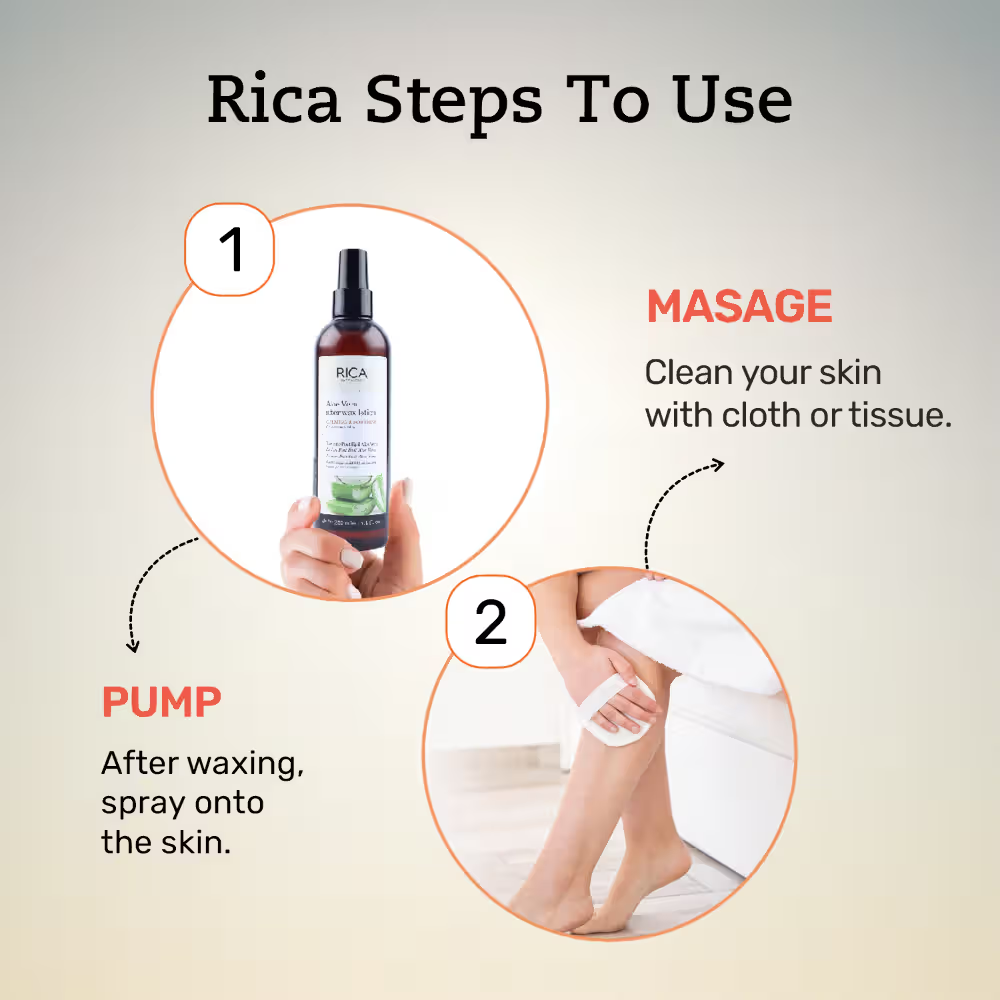Rica Aloe Vera After Wax Lotion For Sensitive Skin With Sun Flower Oil, Jojoba Oil & Vitamin E