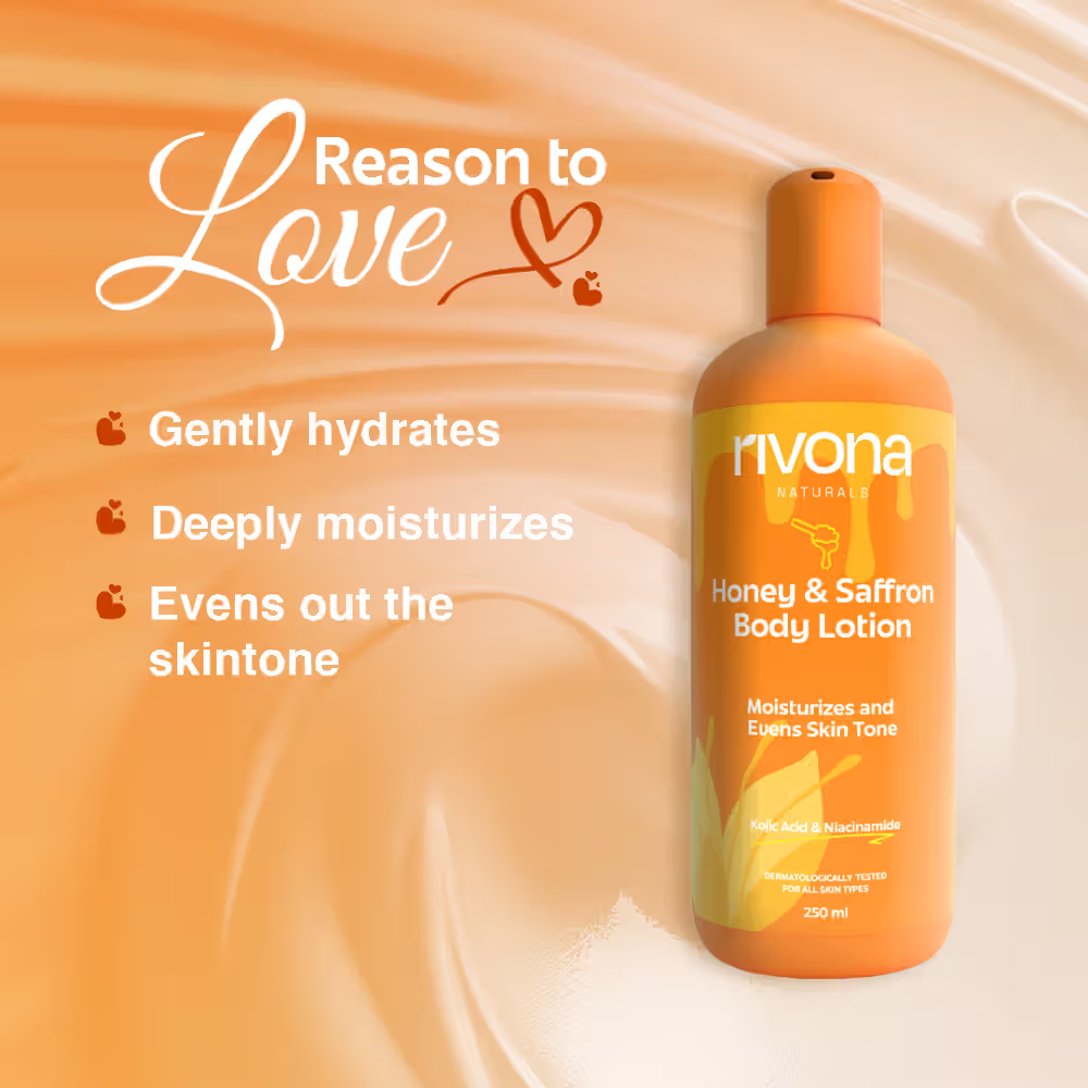 Rivona Naturals Honey And Saffron Brightening Body Lotion With Niacinamide For Dry Skin