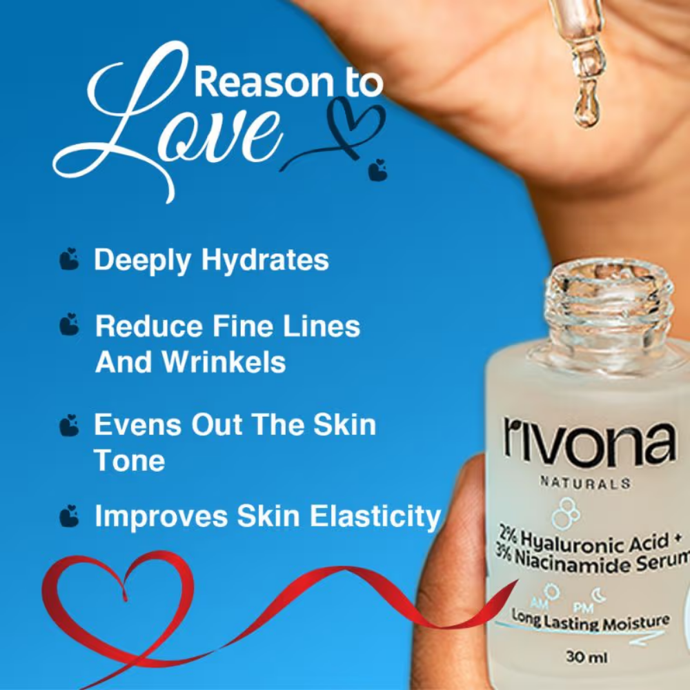 Rivona Naturals 3% Niacinamide 2% Hyaluronic Acid Face Serum- Fades Acne Marks And Blemishes