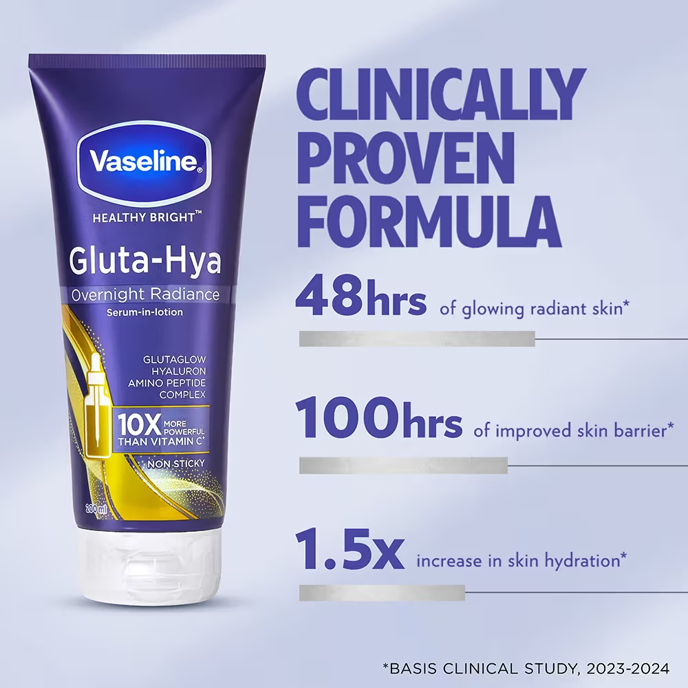 Vaseline Gluta-Hya Overnight Radiance, Serum-In-Lotion, With Amino Peptide And GlutaGlow