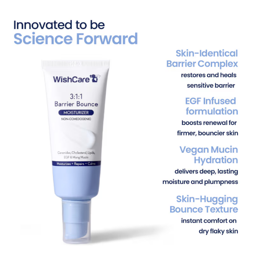 WishCare 3:1:1 Barrier Bounce Moisturizer for Dry & Sensitive Skin with Ceramides & Mung Mucin
