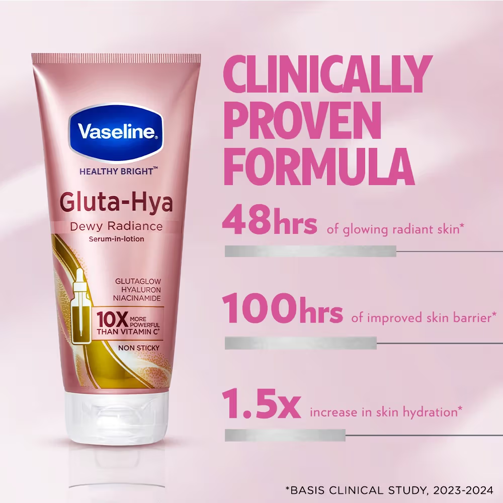 Vaseline Gluta-Hya Dewy Radiance Lotion Bright, Glowing Skin Glutathione Infused Moisturizer