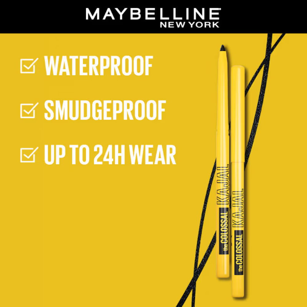 Maybelline New York The Colossal Kajal, Smudgeproof & Waterproof Lasts Up To 24H - Deep Black