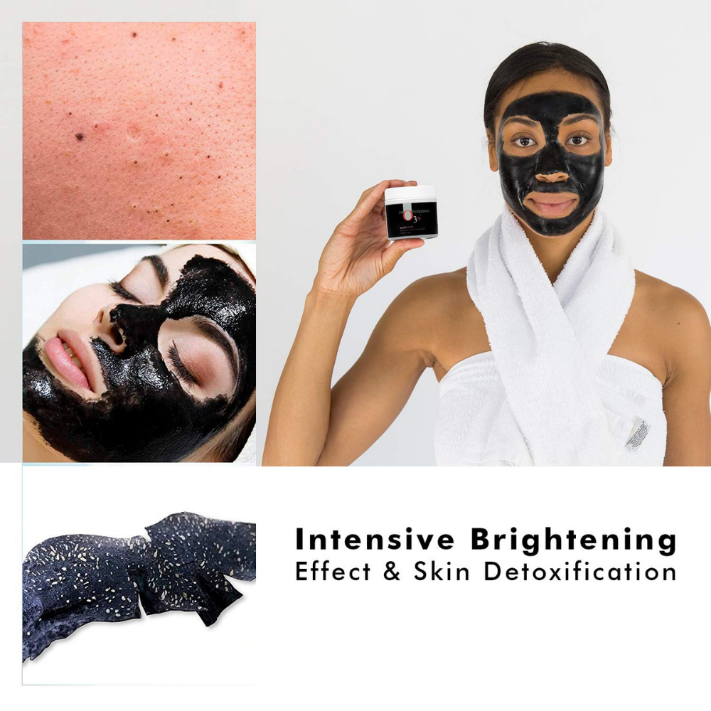 O3+ Exfoliating Black Face & Body Mask For Tan Removal & Soft-Smooth Skin - 100% Natural & Vegan