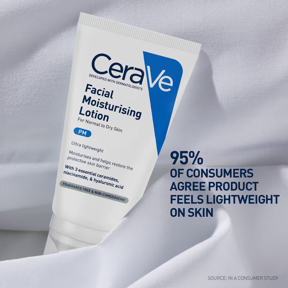 CeraVe PM Facial Moisturizer Lightweight Night Cream with Ceramides, Niacinamide & Hyaluronic Acid