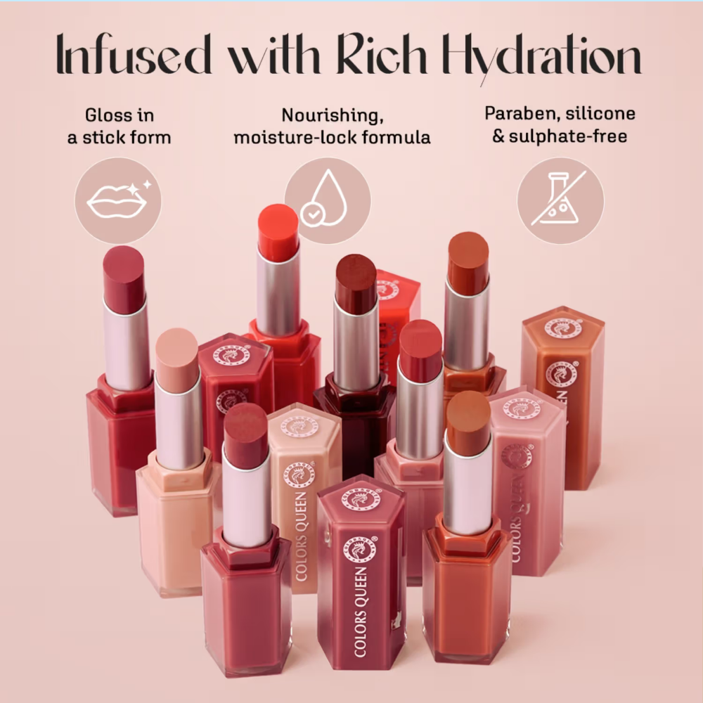 Colors Queen High Shine Gloss Stick enriched with Vitamin E & Squalane