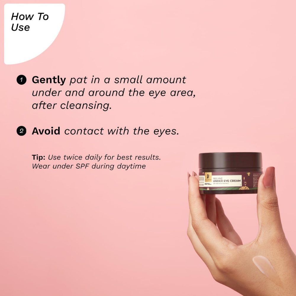 Pilgrim Red Vine, Retinol & Vitamin C Under Eye Cream for dark circles for women & men| Dark circle remover cream