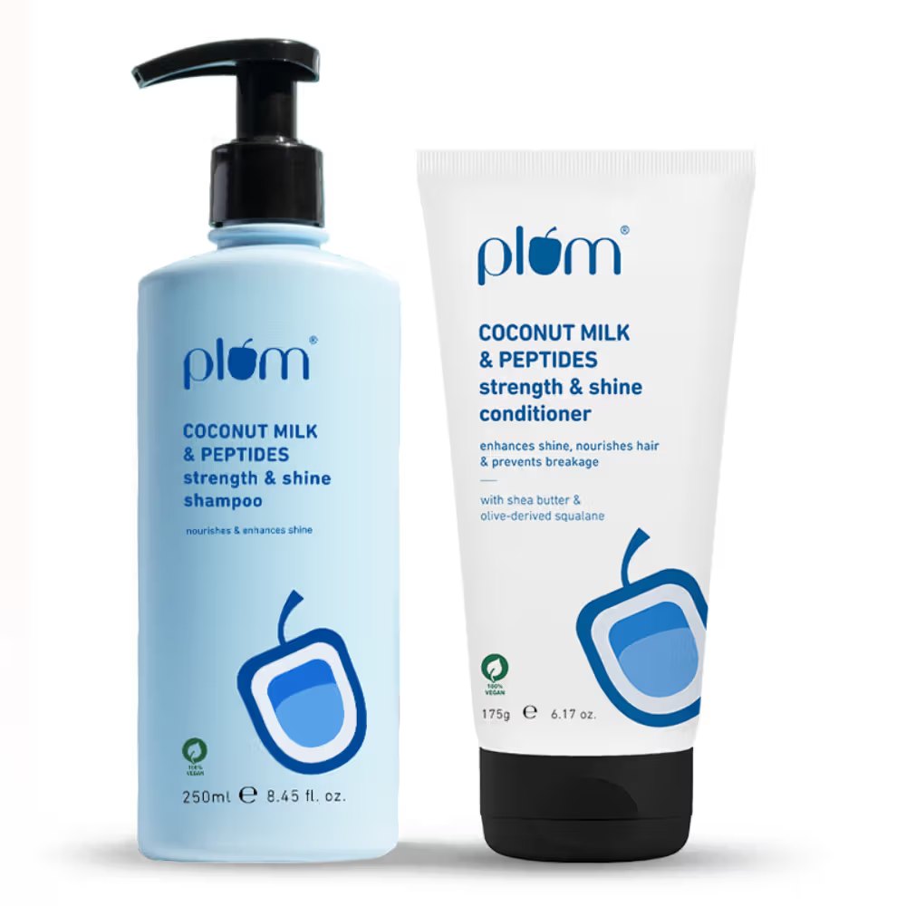 Plum Coconut Milk & Peptides Shampoo & Conditioner Combo For Strong & Shiny Hair