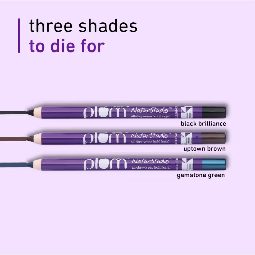 Plum Natur Studio All-Day-Wear Kohl Kajal - Black Brilliance With Free Sharpener