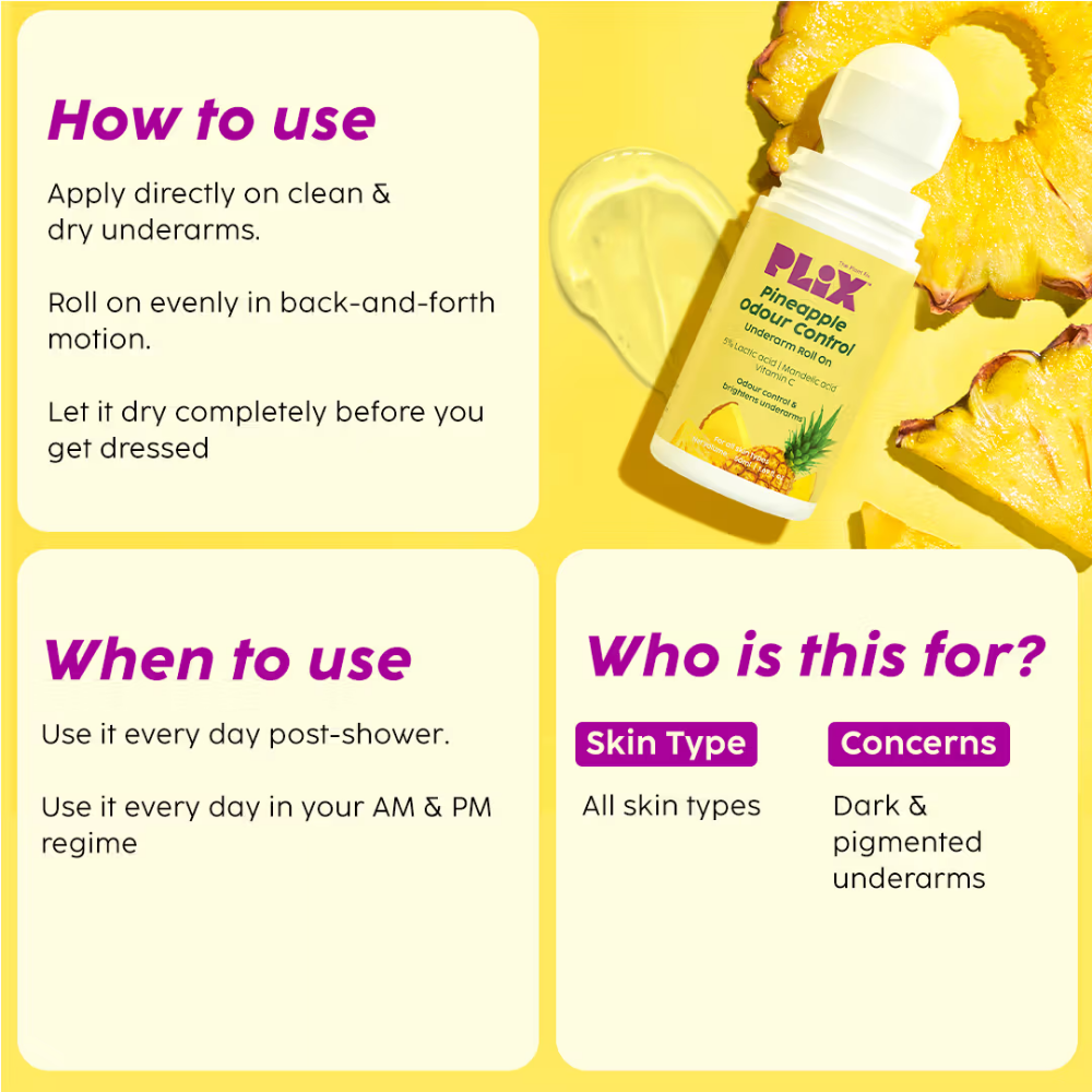 Plix Pineapple Odour Control Underarm Roll-On