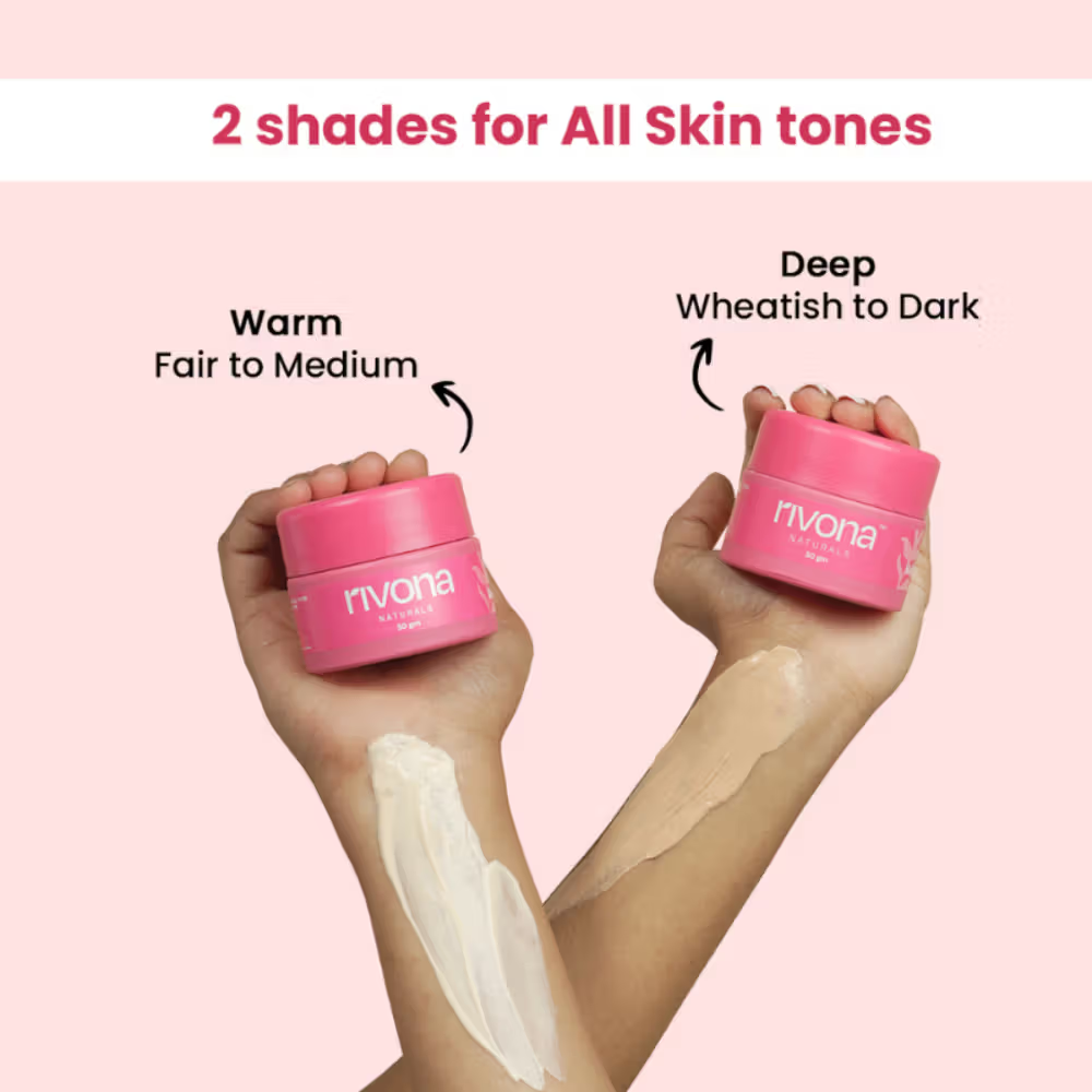Rivona Naturals Pink Face Cream All-In-One Tinted Foundation Moisturizer, BB Glow With Vitamin E