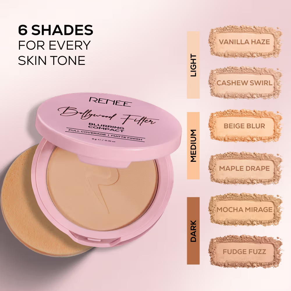 RENEE Bollywood Filter Blurring Matte Finish Compact with Full Coverage