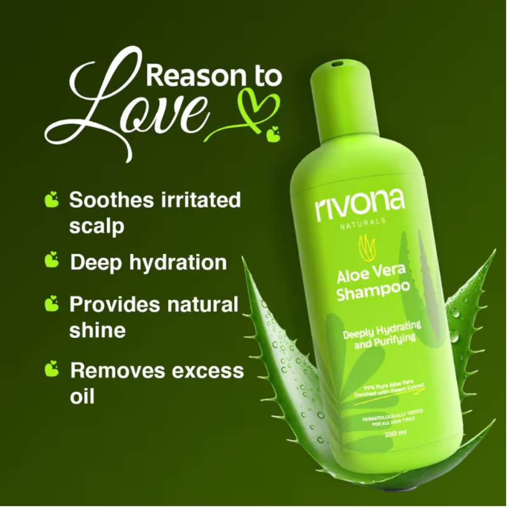 Rivona Naturals Aloe Vera Shampoo For Hair Fall Control And Hair Growth- Sulphate And Paraben Free