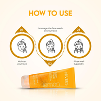 Jovees Herbal Lemon Face Wash with Lemon, Orange Peel & Kakadu Plum Extract | Removes Dirt, Impurities & Excess Oil | Reduces Dark Spot | Skin Brightening