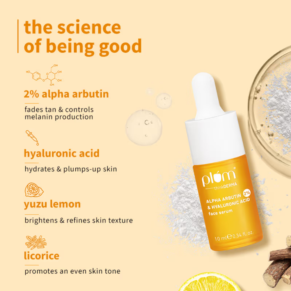 Plum 2% Alpha Arbutin & Hyaluronic Acid Face Serum
