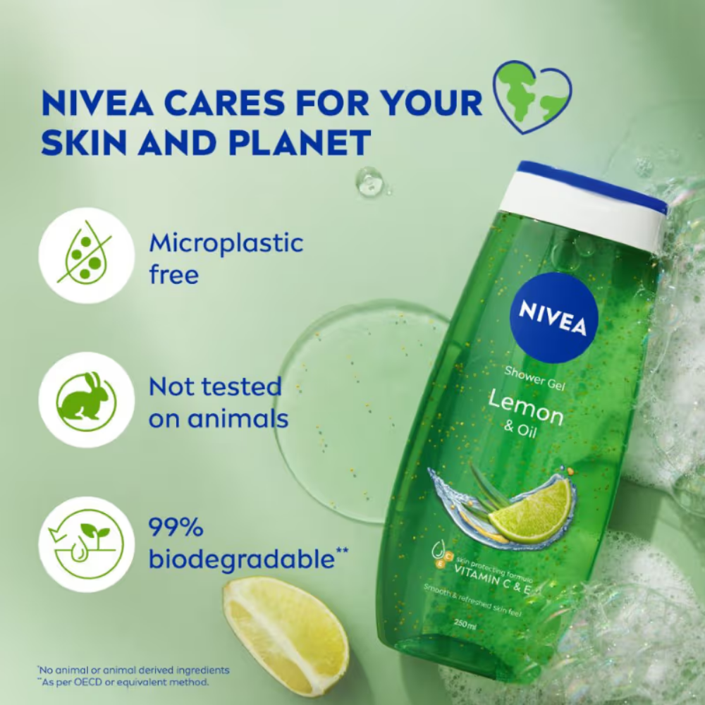 NIVEA Lemon & care oil Body wash for long-lasting freshness