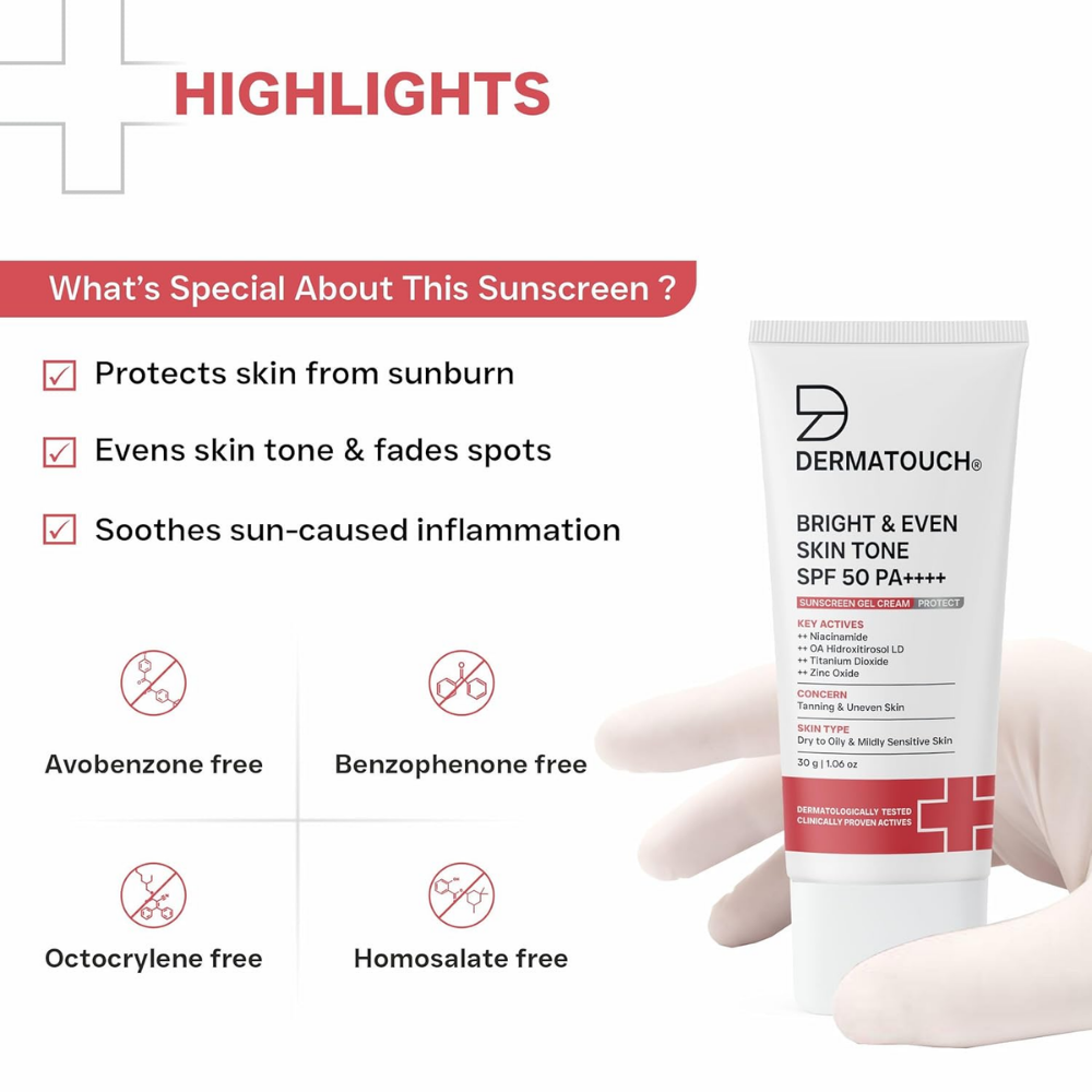 DERMATOUCH Bright & Even Skin Tone SPF 50 PA++++ Sunscreen Gel Cream