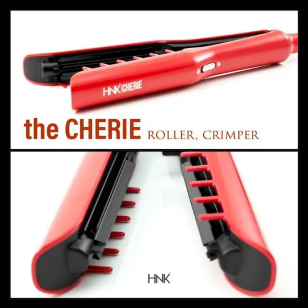HNK Cherie Hair Crimper Black And Red Ceramic Coated Plates For Instant Volume And Shine