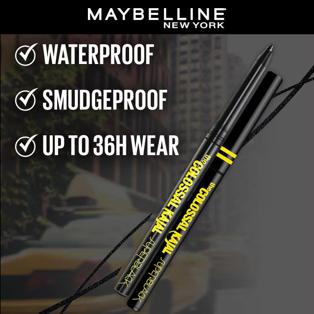Maybelline New York Colossal Kajal Super Black, 2X Darker & 2X Colossal, Matte Finish Kajal