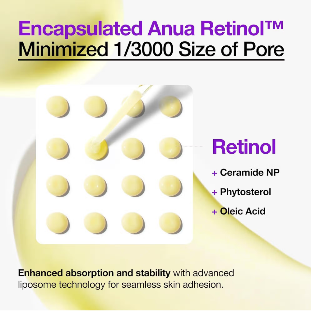 Anua Retinol 0.3 Niacin Renewing Serum, Anti-Aging Serum with Peptides Reduces Fine Lines & Wrinkles