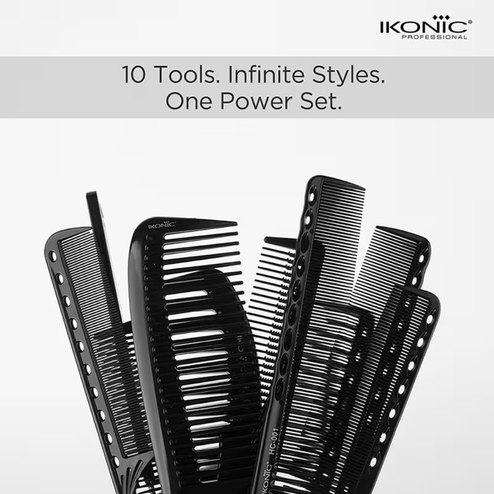 Ikonic Professional Hair Dressing Comb (Set Of 10)