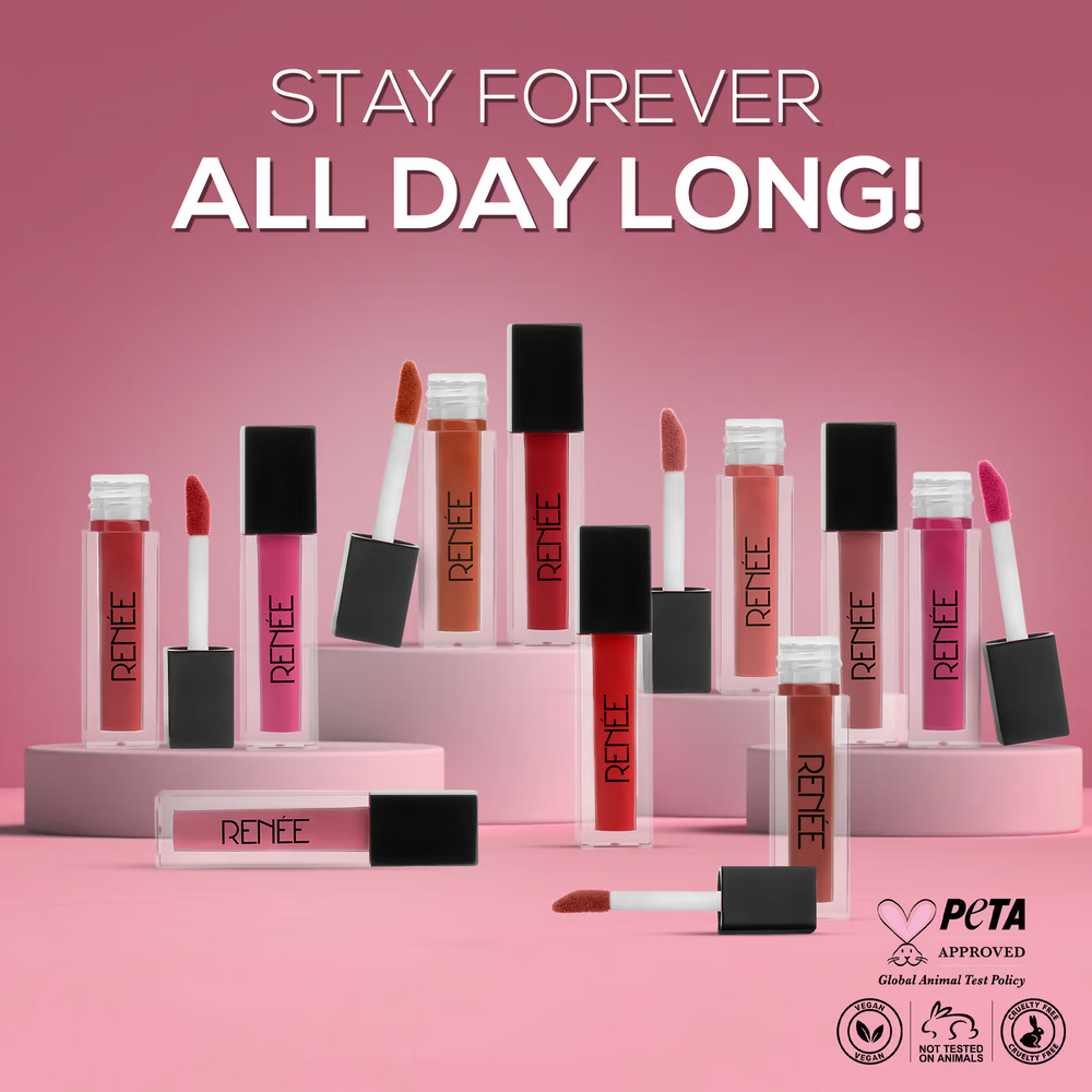RENEE Stay Forever Matte Liquid Lipstick Gift Set For Women, Waterproof & Smudge-Proof