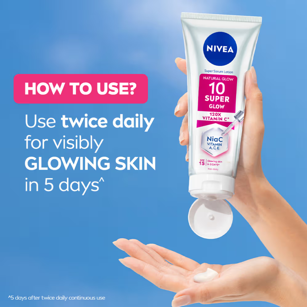 NIVEA Super 10 Glow Serum Body Lotion With Niacinamide, 120X Vitamin & SPF15